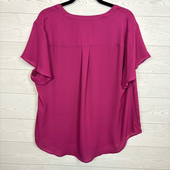 Torrid Harper Georgette Flutter Sleeve Purple Blouse Size 1X - Picture 6 of 7